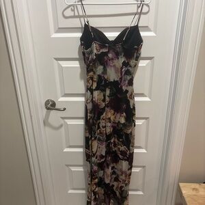 Lovely Day Black and Purple Floral Maxi Dress